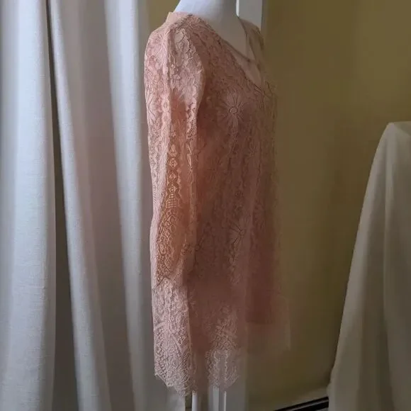 Altar'd State Small Pink Lace Dress with Fringe and Back Detail, NEW - Picture 9 of 12